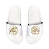 Men's 'God Money Power' White Removable-Strap Slide Sandals