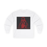 Long Sleeve Tee — Red Samurai Graphic Prayer Pose