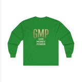 GMP (God Money Power) Long Sleeve Tee — Gold Logo Faith Streetwear