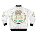 Bomber Jacket — GMP GOD Money Power Logo White All-Over Print