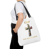 GMP 'God Money Power' Floral Cross Tote Bag