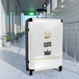 Suitcase – God • Money • Power Graphic Carry-On | Religious Inspirational Travel Luggage
