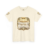 Graphic Tee — "God Money Power" Gold Crest T-Shirt