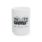 GMP Chrome Logo Mug — Good Money Power Ceramic Coffee Cup (11oz, 15oz)