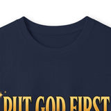 Long Sleeve Tee — "Put God First, Hustle for the Money, Put Yourself in Power" Inspirational Christian Tee