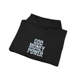 Hoodie — "God Money Power" Chrome Text Pullover