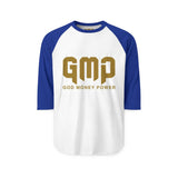GMP "God Money Power" Raglan Shirt – Gold Logo 3/4 Sleeve Baseball Tee
