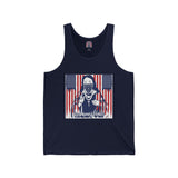 Patriotic Bandana Priest Tank Top — American Flag Graphic “Madonna of Mercy”