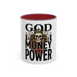 God Money Power-Coffee Mug — Skull Crown Gothic Accent Mug (11oz & 15oz)