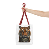 Tiger 'God Money Power' Tote Bag — Bold Wildlife Statement Bag