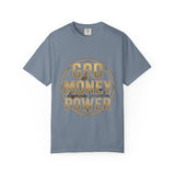 God Money Power T-Shirt — Bold Gold Graphic Tee