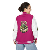 God Power Letterman Jacket — Retro Faith Varsity Coat