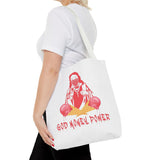 God Money Power Tote Bag — Bold Graphic Religious Streetwear Tote