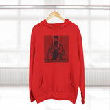 Three-Panel Fleece Hoodie — Red Icon Jesus Graphic Hoodie (I Don't Want Power Text)