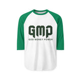 GMP 'God Money Power' Raglan Baseball Tee — Faith & Prosperity Graphic Shirt