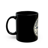 Black Mug — 'God Money Power' Vintage Crest Coffee Cup (11oz & 15oz)