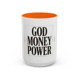 God Money Power Accent Coffee Mug – Inspirational Religious Typography Mug (11/15oz)