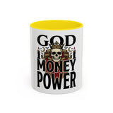 God Money Power-Coffee Mug — Skull Crown Gothic Accent Mug (11oz & 15oz)