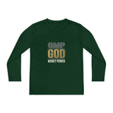 Youth Long Sleeve Tee — GMP GOD Money Power Graphic