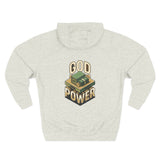 God Power Hoodie — Retro 3D Faith Graphic Fleece Hoodie