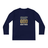 Youth Long Sleeve Tee — GMP GOD Money Power Graphic