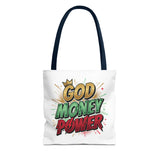 God Money Power Tote Bag — Bold Graphic Faith & Prosperity Statement Tote