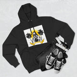 Tropical Saint Hoodie — Palm Trees & Sunrise Graphic Pullover
