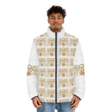 Vintage Portrait Pattern Puffer Jacket