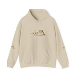 God • Money • Power Hoodie — White Pullover with Gold GMP Logo