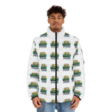 Men's All-Over Print Puffer Jacket — 'God Is My Power' Graphic Winter Coat