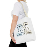Money Power Tote Bag — 'GMP GOD' Metallic Typographic Canvas Tote