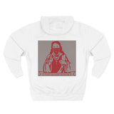God Money Power Hoodie — Red Religious Icon Graphic Fleece Pullover