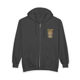 GMP "God Money Power" Zip Hoodie – Gold Lion Emblem Full‑Zip Sweatshirt