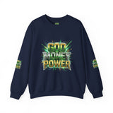 God Money Power Crewneck Sweatshirt — Bold Faith & Prosperity Graphic