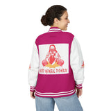 Letterman Jacket — "God Money Power" Graphic Varsity Jacket
