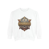 God Money Power Sweatshirt - Vintage Crest Graphic Crewneck