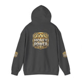 Hoodie — "God Money Power" Gold Emblem Pullover