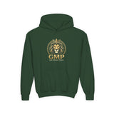 Youth Lion Crest Hoodie — GMP Gold Emblem Kids Pullover