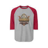 God, Money, Power Raglan Shirt — Christian Faith & Hustle Baseball Tee
