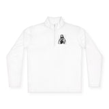 Quarter-Zip Pullover — 'God Money Power' Graphic Pullover with Chest Portrait
