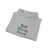 God Money Power Hoodie — Inspirational Graphic Pullover with Script on Sleeves