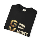 T-Shirt — GVMP Gold Graphic: "God Money Power" Statement Tee