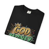 God Money Power T-Shirt — Bold Comic Typography Tee