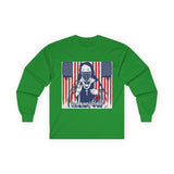 Long Sleeve Tee - Patriotic Bandana Mask Design with 'God, Money & Power' Graphic