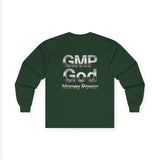 Long Sleeve Tee — GMP God "Money Power" Metallic Logo