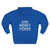 Hoodie - 'God Money Power' Graphic Fleece Pullover