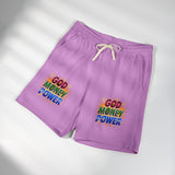 God Money Power Fleece Sweat Shorts — Lightweight Garment-Dyed Lounge Shorts