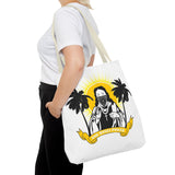 Religious Icon Bandana Tote Bag — 'God Honors Power' Palm Tree Sun Tote