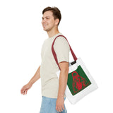 Religious Icon Tote Bag — Red & Green Saint Artwork All-Over Print