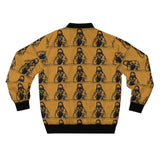 Gold Graphic Bomber Jacket - Repeating Hooded Figure AOP